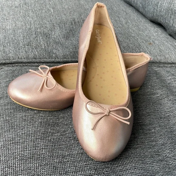 Cat & Jack | Shoes | Barely Worn Girls Rose Gold Ballerina Flats | Poshmark